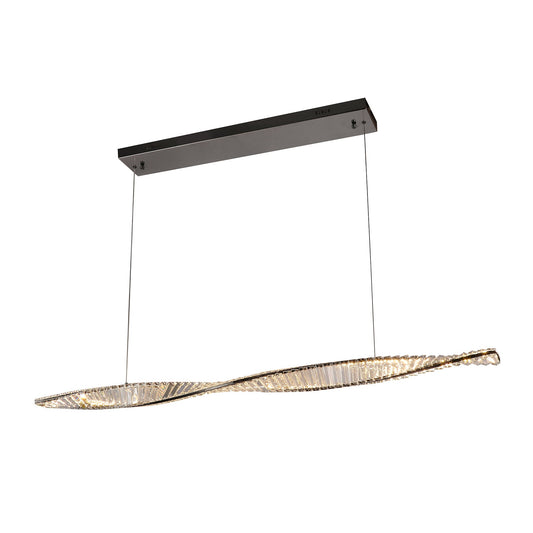 Savoca 1500 Linear Gunmetal with Crystal Remote Controlled Tri-Colour LED Pendant