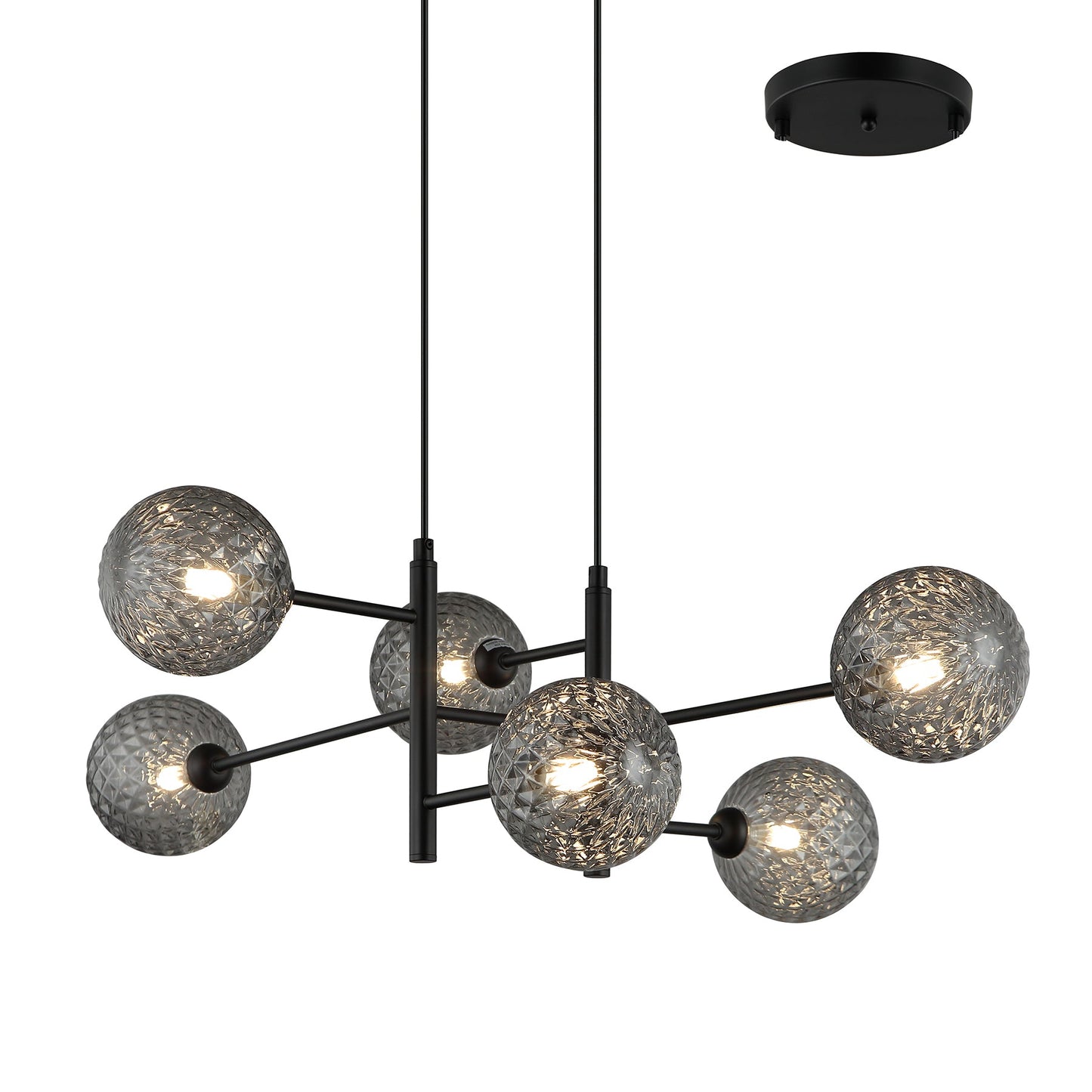 Tabora Black and Smoke 6 Light Modern Pendant
