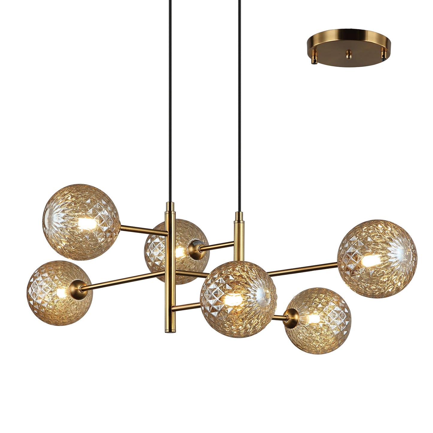 Tabora Bronze and Amber 6 Light Modern Pendant