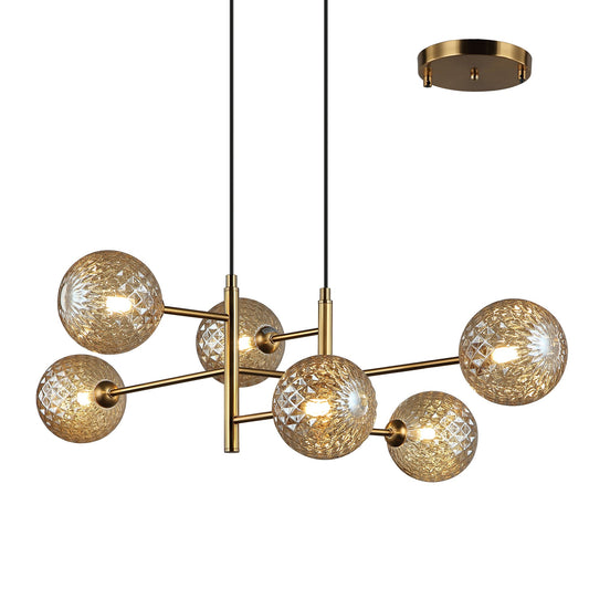 Tabora Bronze and Amber 6 Light Modern Pendant