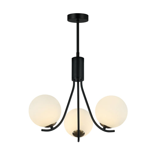 Tessa 3 Light Black and White Glass Modern Retro Pendant