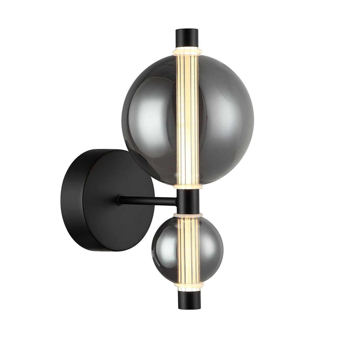 Tuscany 2 Piece Black and Smoke LED Tri-Colour Contemporary Wall Light