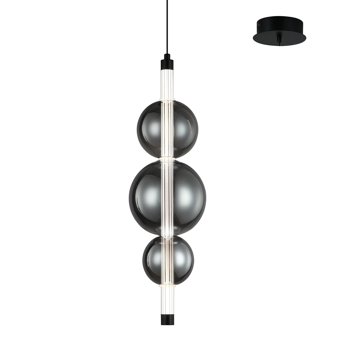 Tuscany 3 Piece Black and Smoke LED Tri-Colour Contemporary Pendant