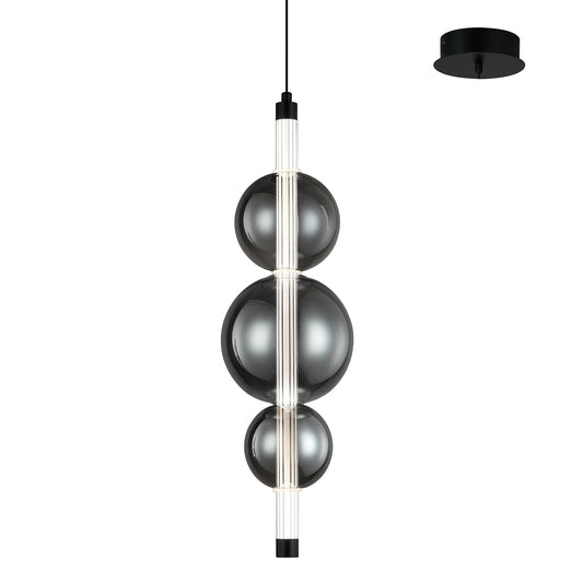 Tuscany 3 Piece Black and Smoke LED Tri-Colour Contemporary Pendant