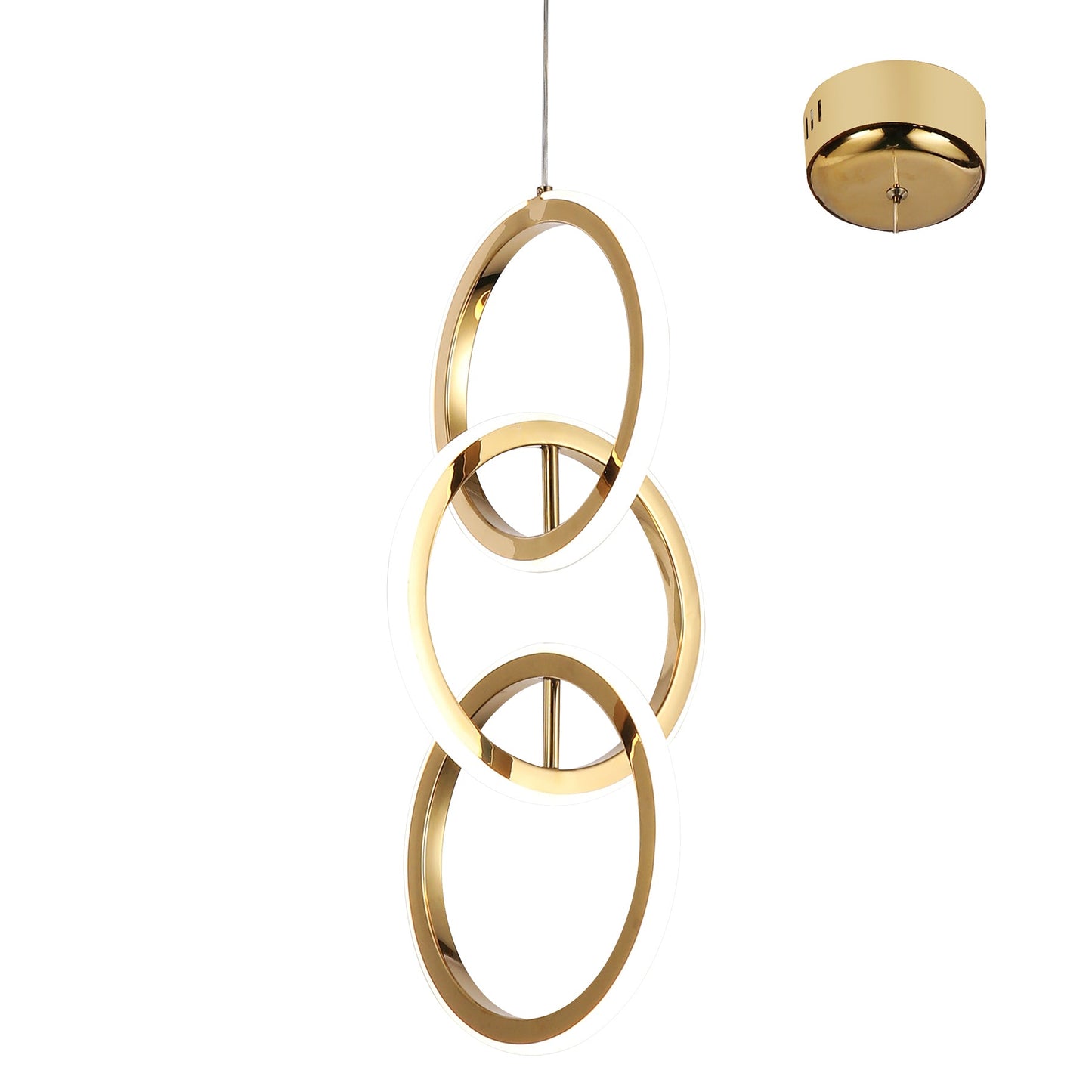 Vilaza Gold 3 Ring Tri-Colour Remote-Controlled LED Contemporary Pendant
