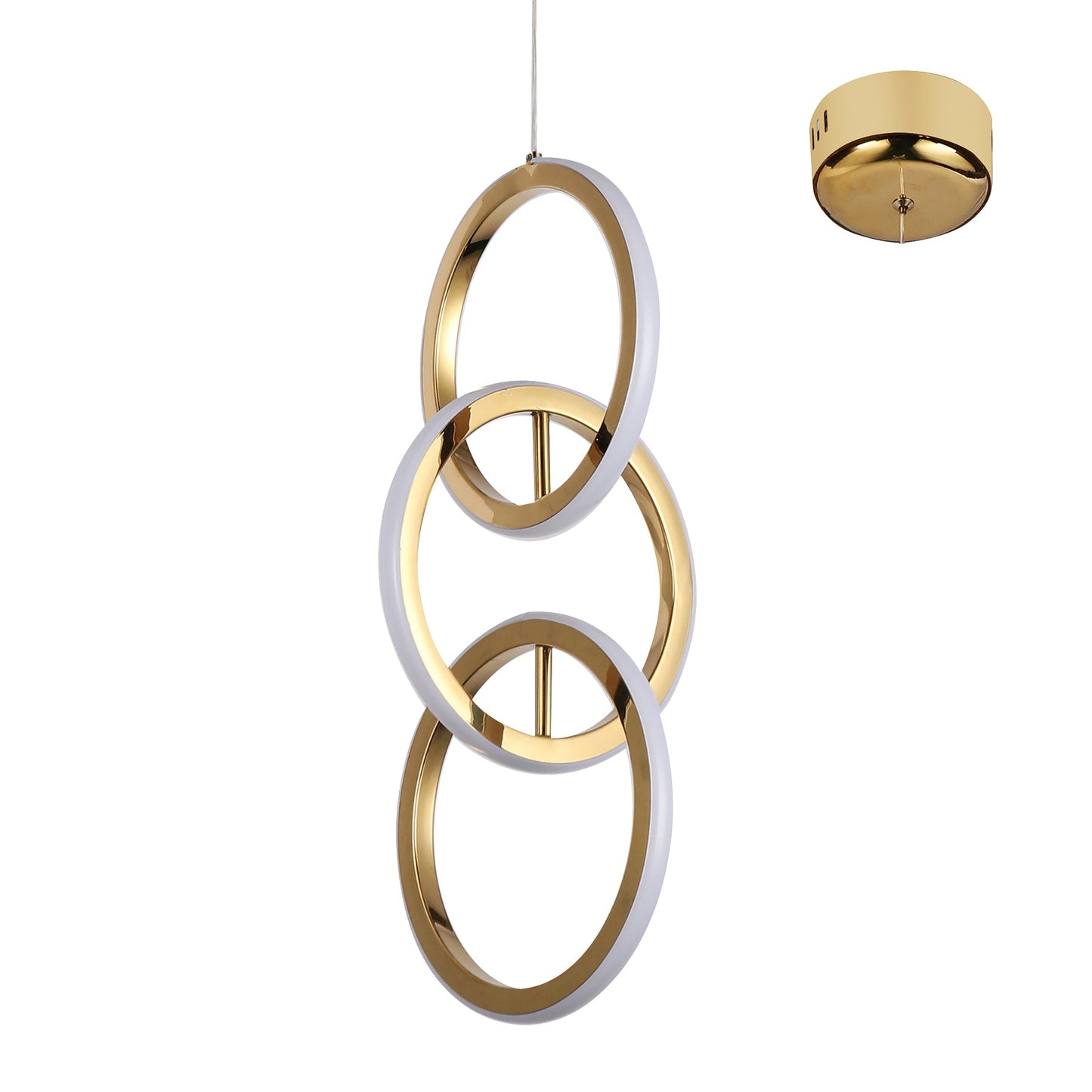 Vilaza Gold 3 Ring Tri-Colour Remote-Controlled LED Contemporary Pendant