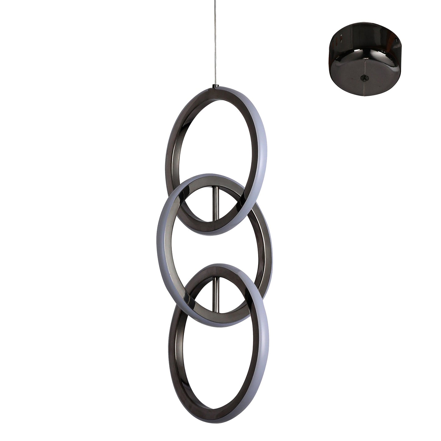 Vilaza Gunmetal 3 Ring Tri-Colour Remote-Controlled LED Contemporary Pendant