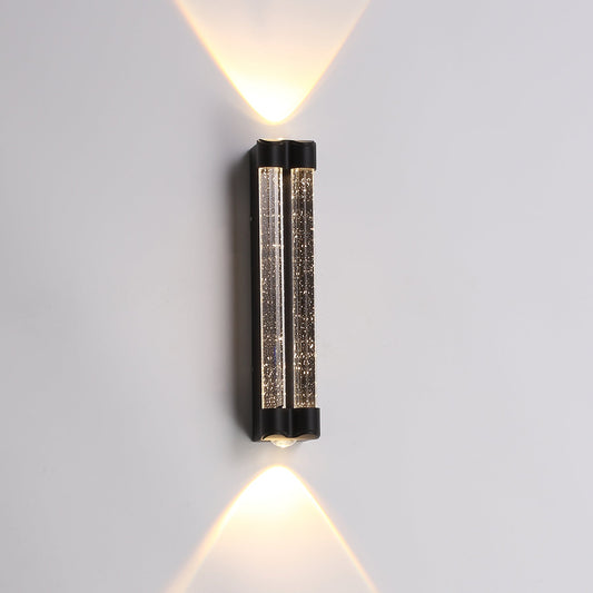 Vilena 300mm Black Bubble Glass Tri-Colour LED Contemporary Exterior