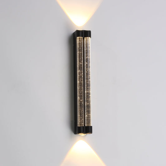 Vilena 400mm Black Bubble Glass Tri-Colour LED Contemporary Exterior