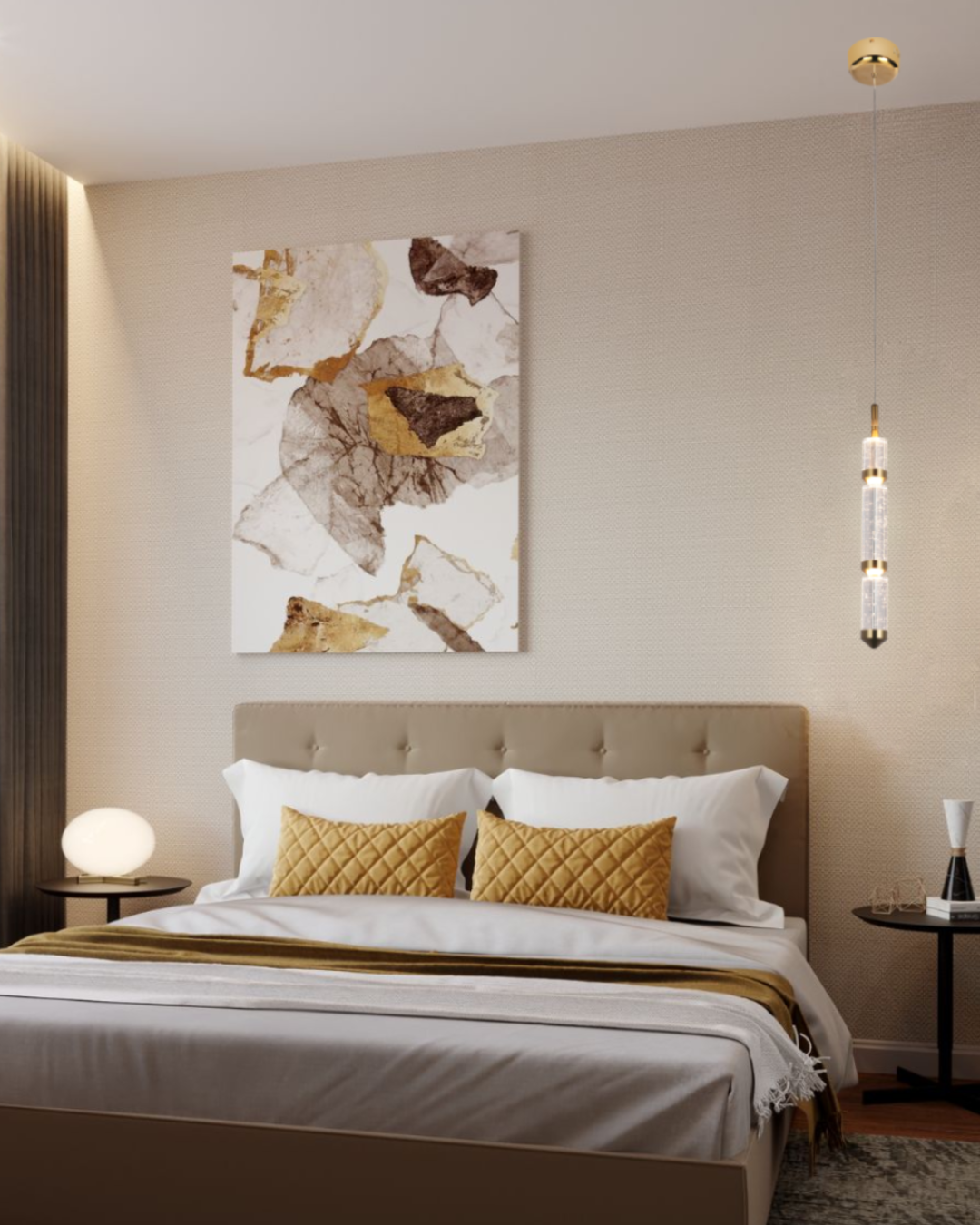 Athena 1 Light Bubble Crystal with Gold Remote Controlled LED Contemporary Pendant