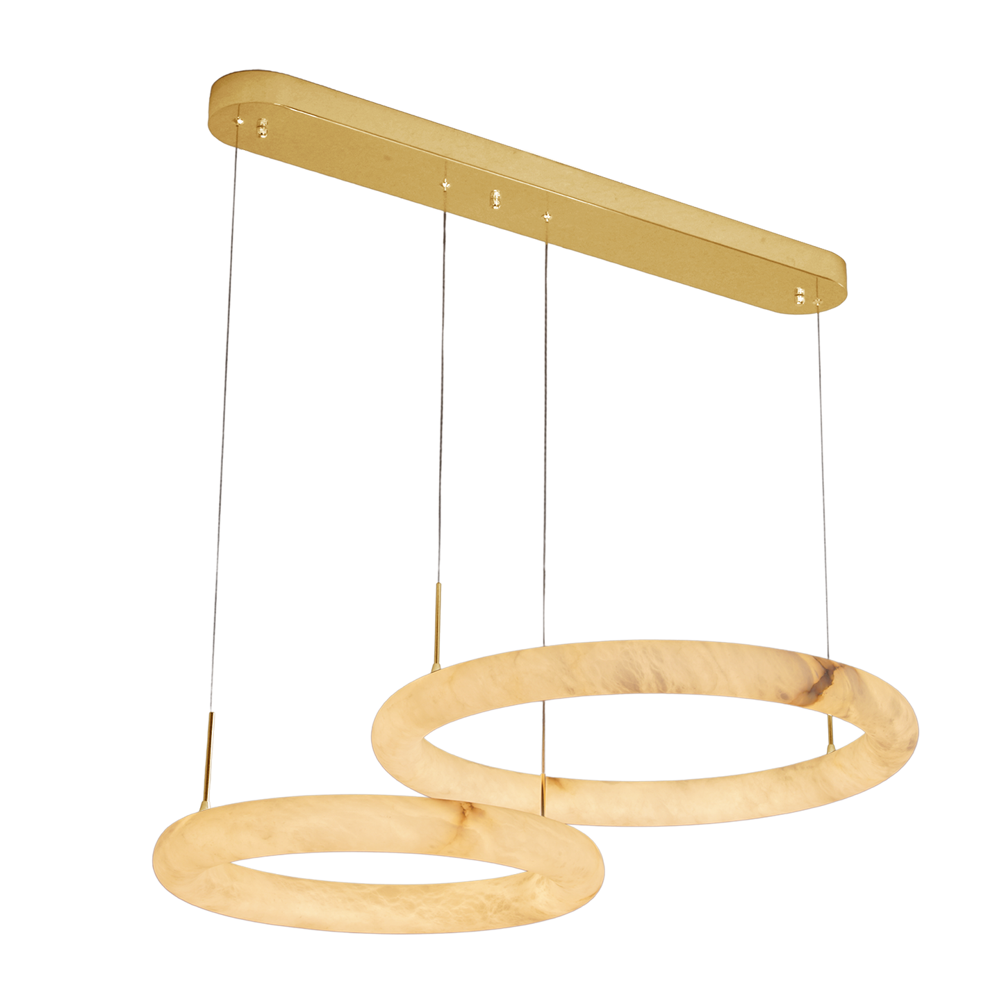 Bianca 2 Ring Gold with Alabaster Tri-Colour Remote Controlled Modern Pendant