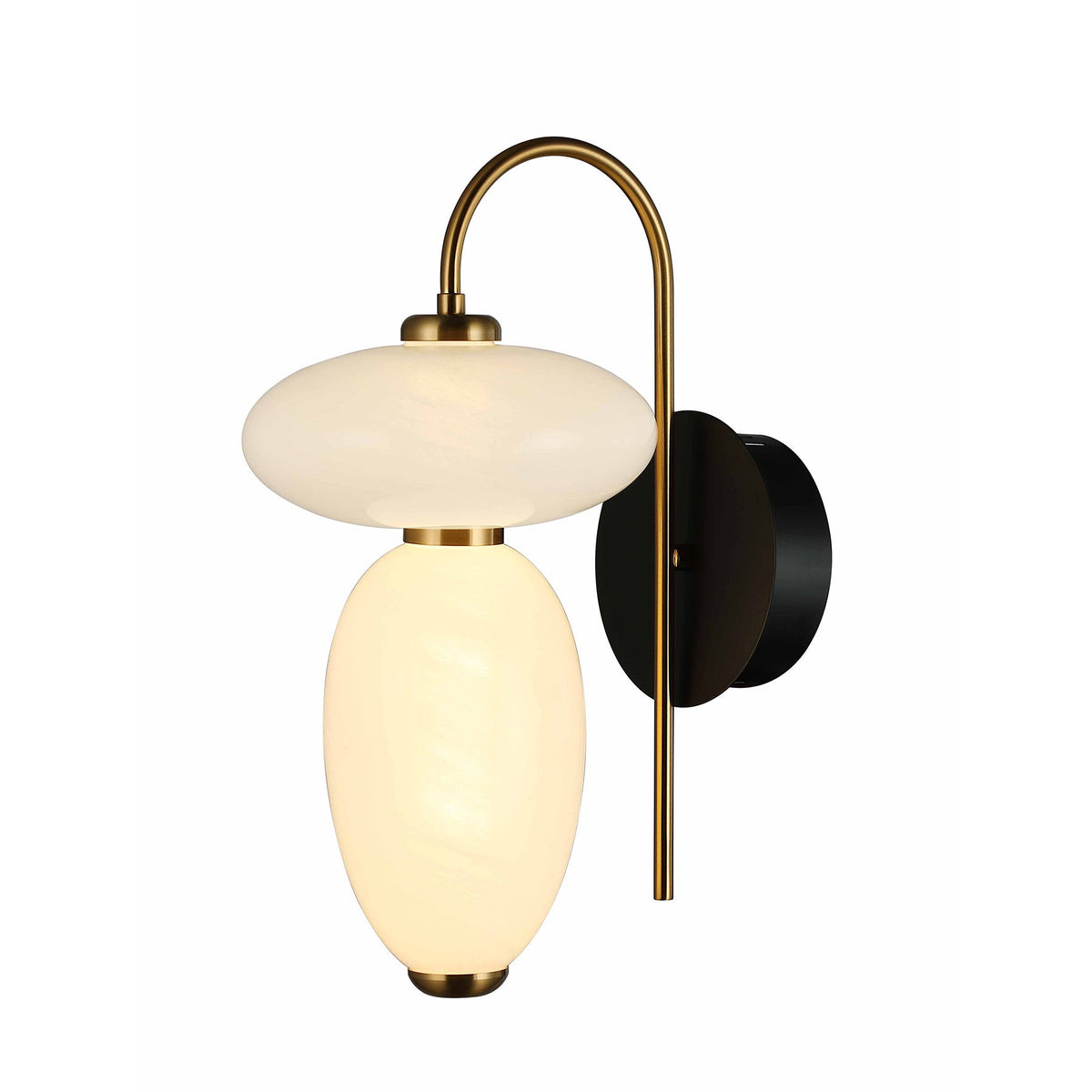 Lavra 2 Light Black and White Marble-Look Glass Contemporary Wall Light